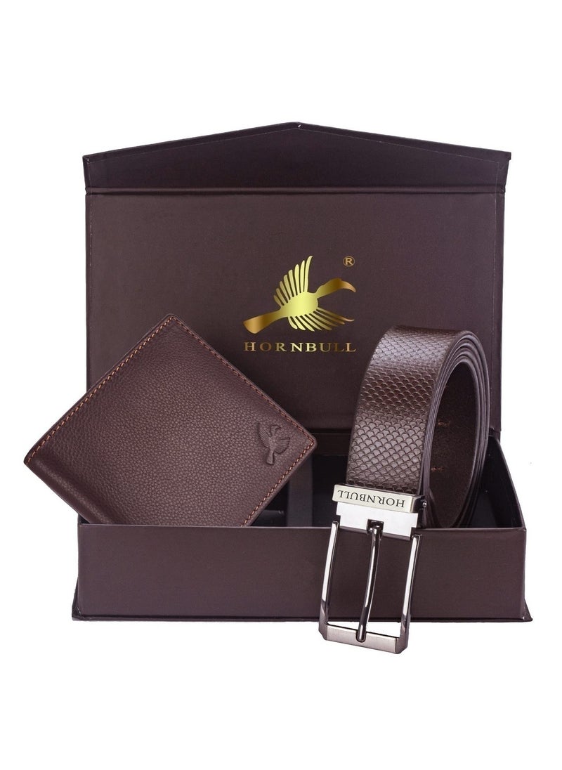 HORNBULL HORNBULL Mens Combo Brown Wallet and Belt | Gift Set for Men | Gift Hamper for Boys | Wallets Men Leather BW 69117  - Image 1