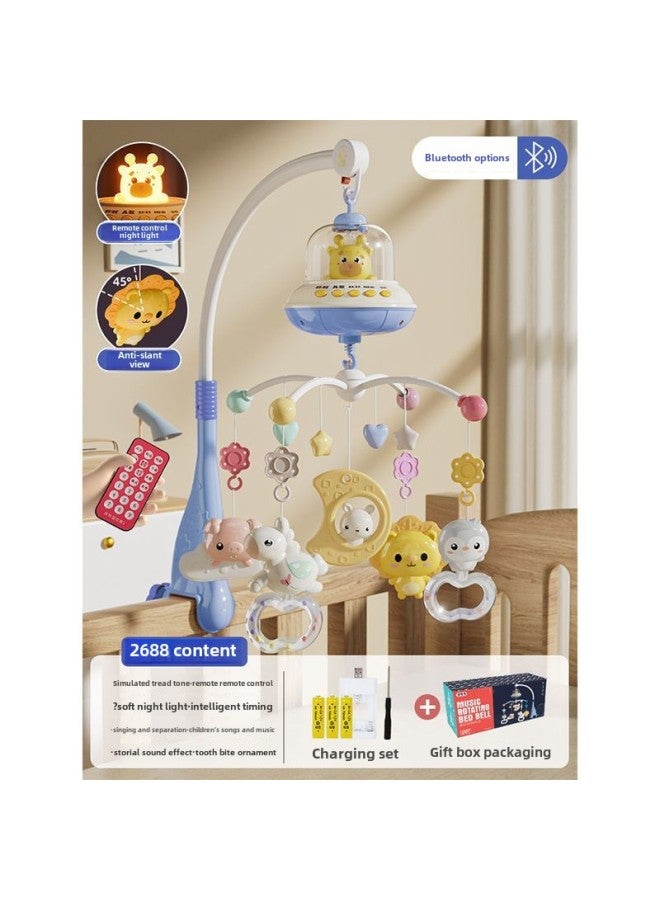 Newborn Baby Cradle Bed Baby Bed Bell 0-1 Years Old 3-6 Months 12 Toy Music Rotating Bedside Bell-Color:❤Bluetooth Charging [remote Control + Luminous + Timing] Blue  - Image 1