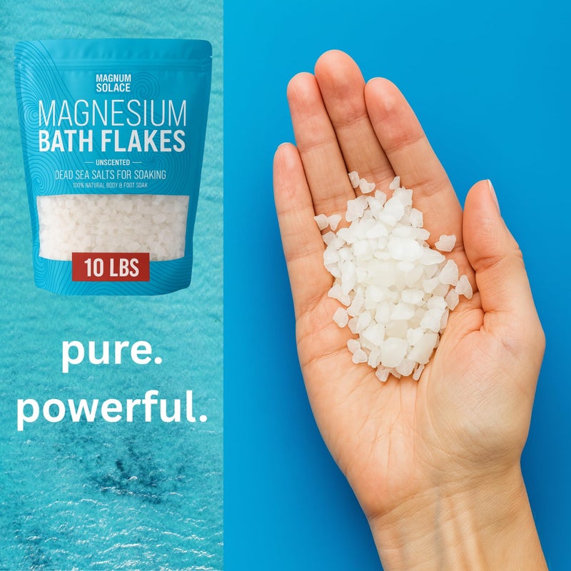 Magnum Solace Magnesium Flakes for Bath - Magnesium Chloride Flakes - Dead Sea Salts for Soaking, 10 LBS - Image 3