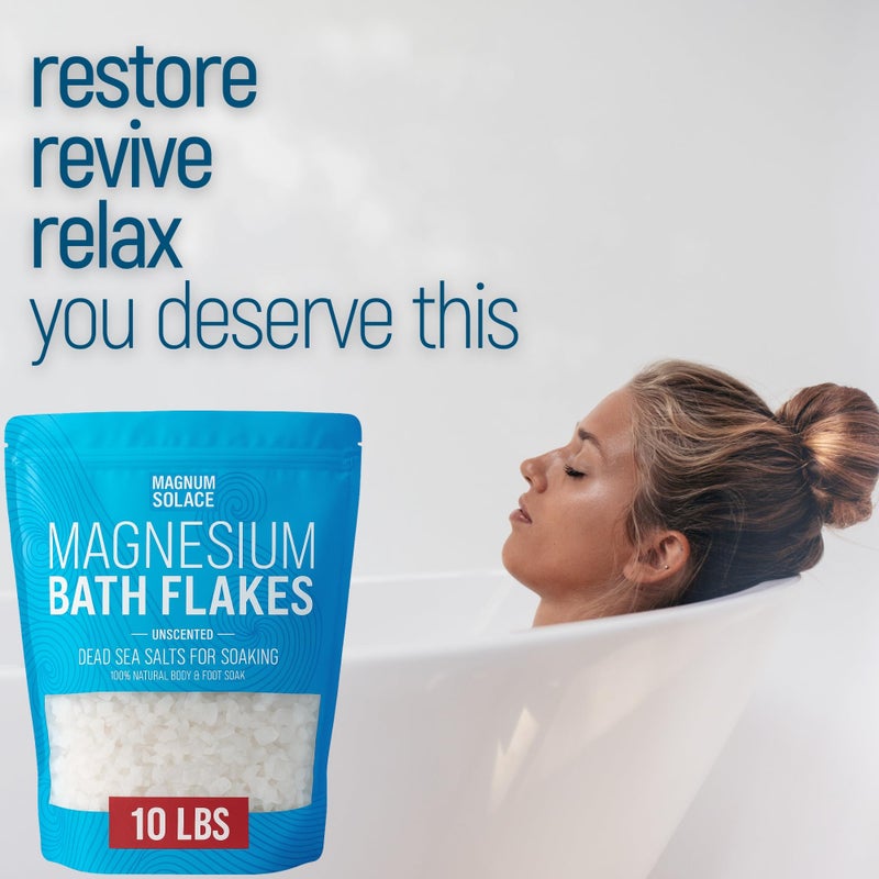 Magnum Solace Magnesium Flakes for Bath - Magnesium Chloride Flakes - Dead Sea Salts for Soaking, 10 LBS - Image 2