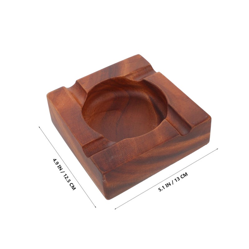 Solid Walnut Large Capacity Ashtray with Detailed Carving for Indoor Outdoor Use - Image 3