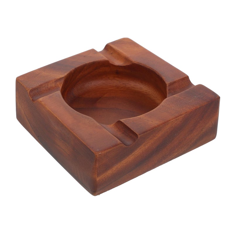 Solid Walnut Large Capacity Ashtray with Detailed Carving for Indoor Outdoor Use - Image 2