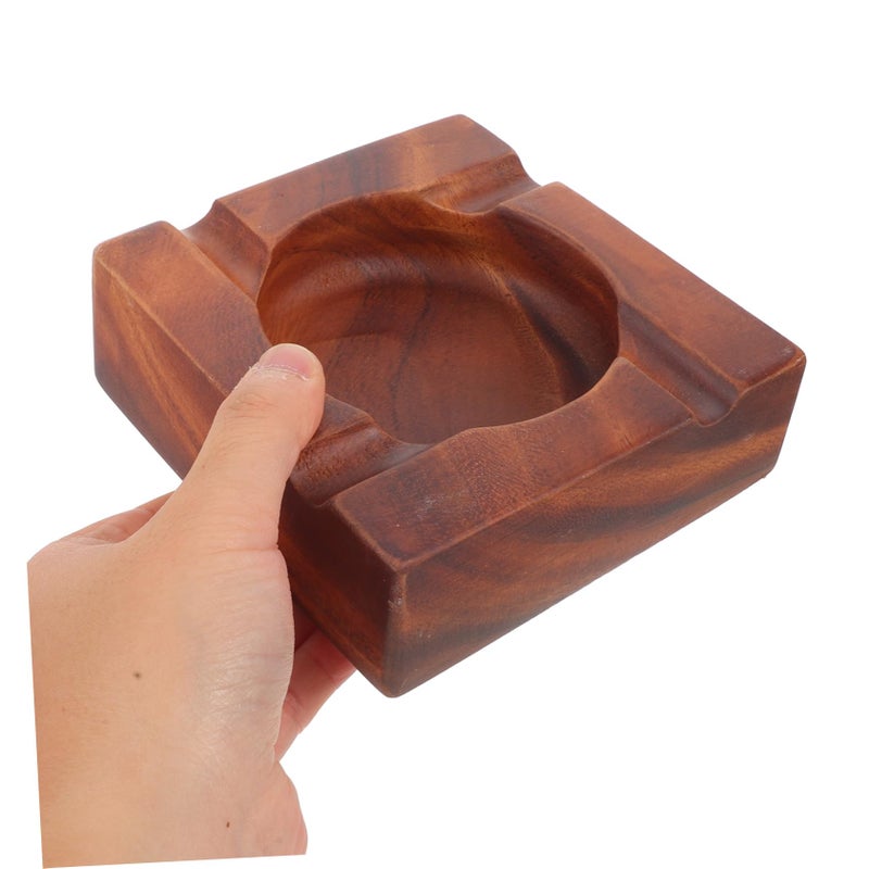 Solid Walnut Large Capacity Ashtray with Detailed Carving for Indoor Outdoor Use - Image 5