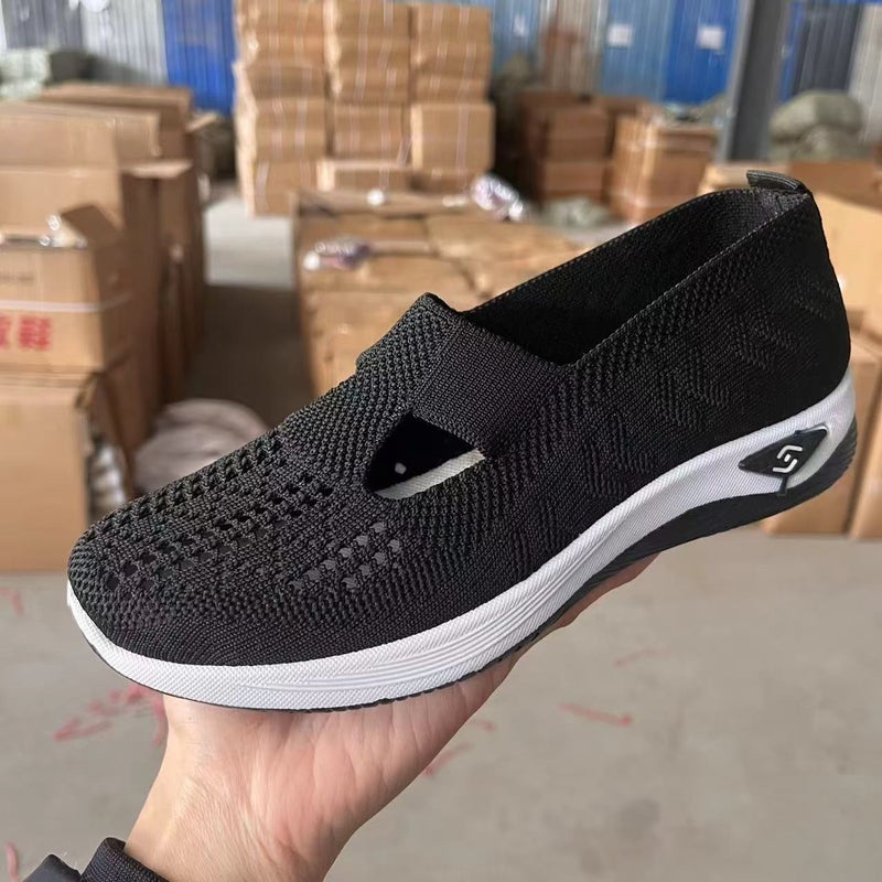 Mens Casual Loafers Exclusive Design T-mouth fly woven light black 