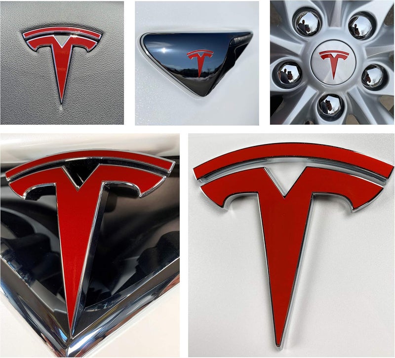 Custom Cut Graphics Logo Decal Wrap for Tesla Model S, Facelift, 14-pc Set (Gloss Red) - Image 1