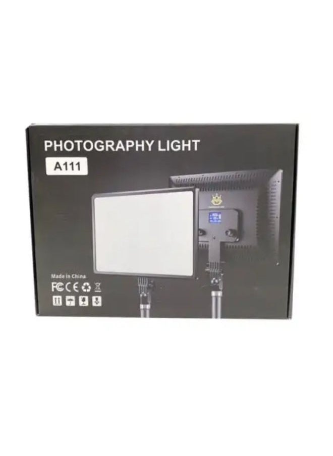 SHOPI - LED Light Panel Video Camera Lighting Panel A111 Photography Light with Remote 3200-6000K Adjustable with Stand - Image 1