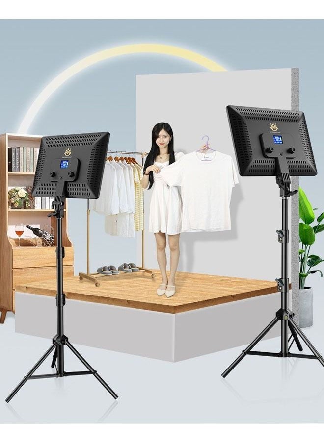 SHOPI - LED Light Panel Video Camera Lighting Panel A111 Photography Light with Remote 3200-6000K Adjustable with Stand - Image 1