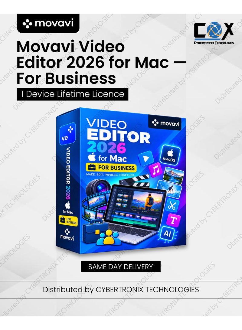 Movavi Video Editor 2026 for Mac For Business | 1 Device Lifetime | Digital License | Same Day Delivery