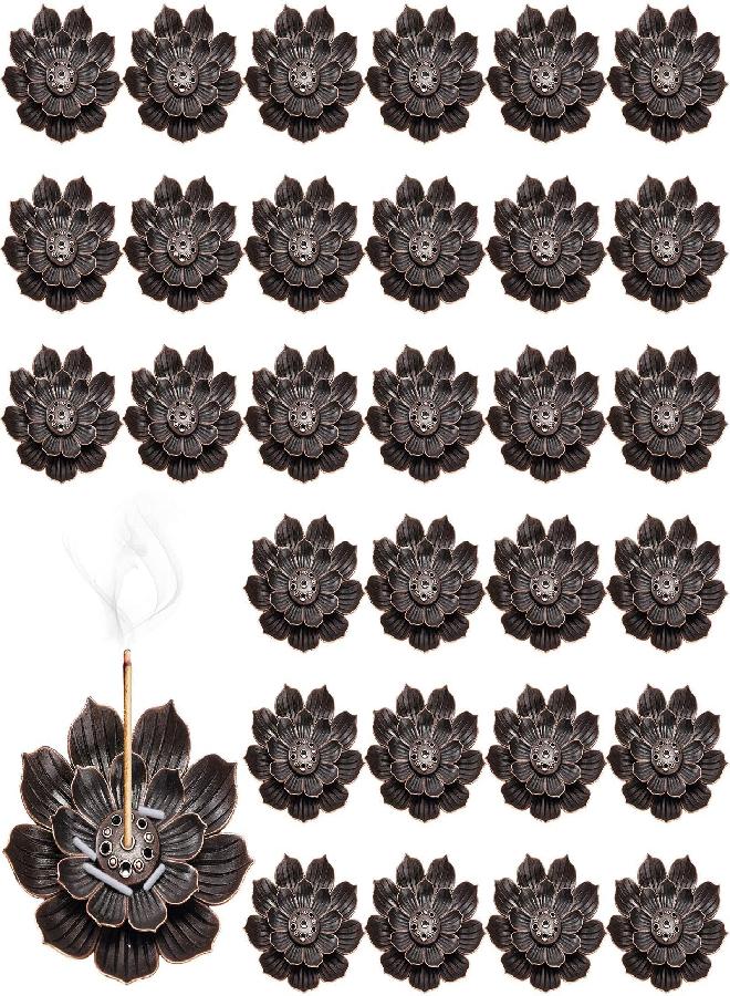 Sumind 30 Pieces Brass Incense Holder Lotus Sticks Incense Burner Cone Incense Burner Ash Catcher for Home Fragrance Decor Yoga SPA Bedroom - Image 1