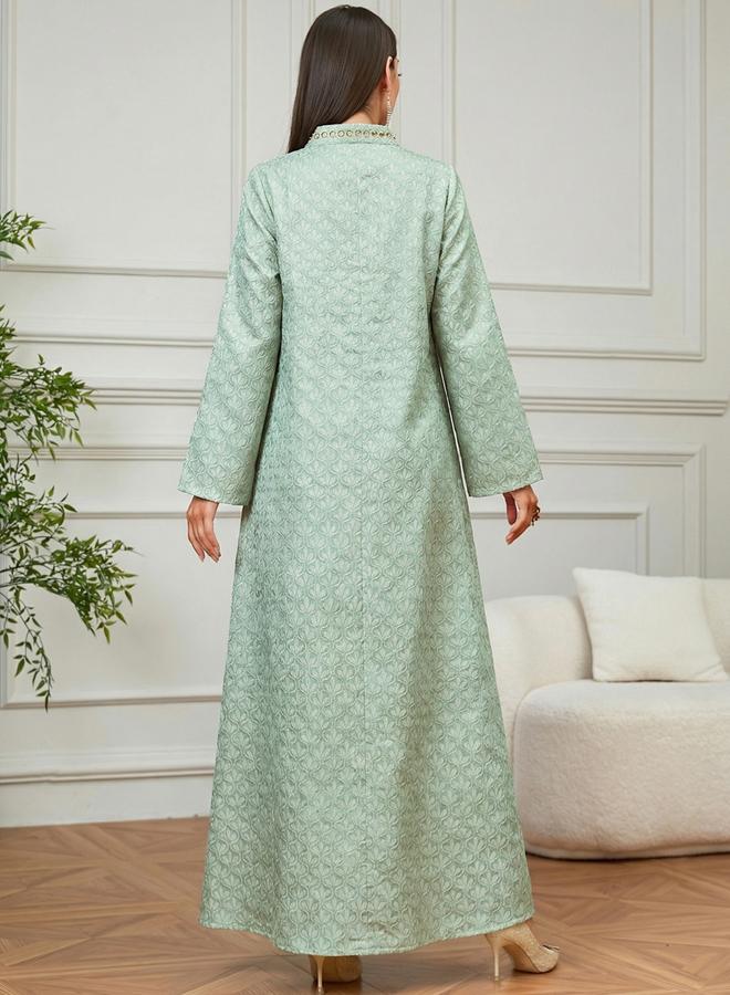 Take Two Green Embroidered Pattern Jalabiya - Image 4