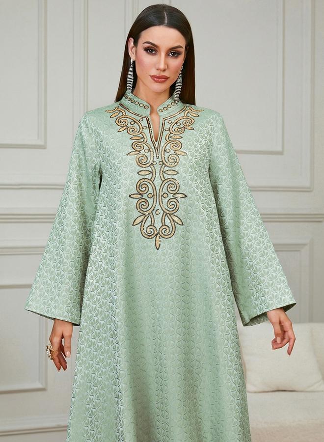 Take Two Green Embroidered Pattern Jalabiya - Image 2