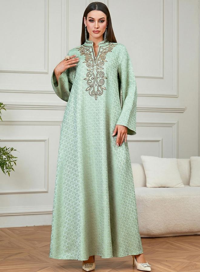 Take Two Green Embroidered Pattern Jalabiya - Image 3