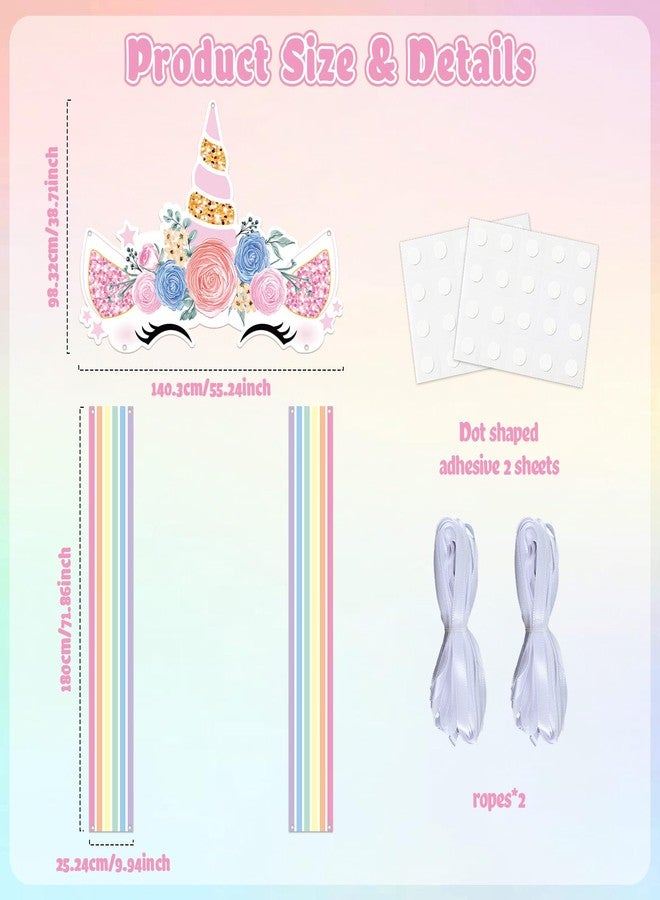 Oitnlaughter Unicorn Party Door Banner Rainbow Unicorns Birthday Porch Banner Backdrop Decoration Unicorn Party Photography Backdrop Rainbow Magical Horse Large Door Cover for Birthday Baby Shower Hanging Supplies - Image 2