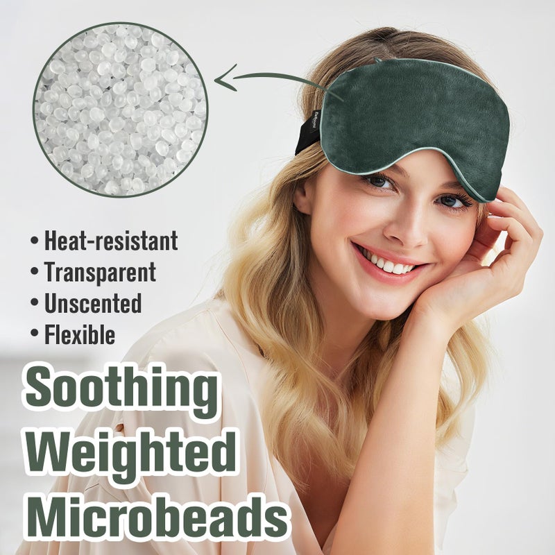 BeHoomi Heated Eye Mask Warm Compress for Eyes, Soothing Weighted Eye Mask for Sleeping, Microwave Moist Heating Pad Hot Compress for Eyes Relaxation, Reusable Sleep Mask for Home, Office (Grey) - Image 3