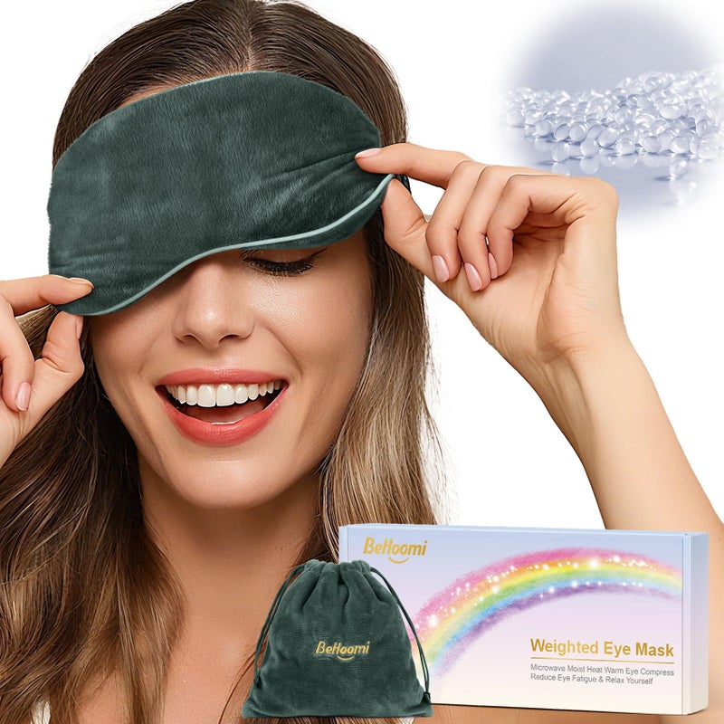 BeHoomi Heated Eye Mask Warm Compress for Eyes, Soothing Weighted Eye Mask for Sleeping, Microwave Moist Heating Pad Hot Compress for Eyes Relaxation, Reusable Sleep Mask for Home, Office (Grey) - Image 1