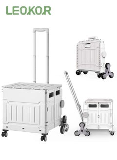 LEOKOR Collapsible 75L Utility Cart - Lightweight Rolling Cart, Adjustable Handle, Upgraded 8-Wheel Design for Moving Crates, Stair Climbing Cart  - Image 1