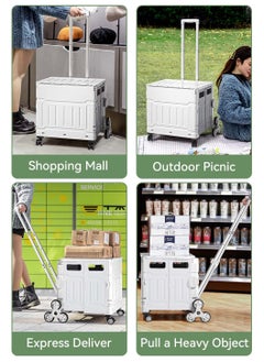 LEOKOR Collapsible 75L Utility Cart - Lightweight Rolling Cart, Adjustable Handle, Upgraded 8-Wheel Design for Moving Crates, Stair Climbing Cart  - Image 5