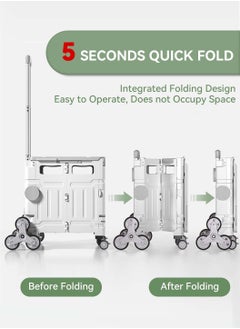 LEOKOR Collapsible 75L Utility Cart - Lightweight Rolling Cart, Adjustable Handle, Upgraded 8-Wheel Design for Moving Crates, Stair Climbing Cart  - Image 2
