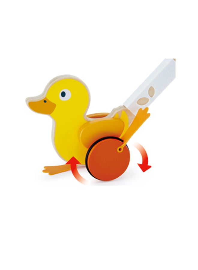 Hape Ducky Push Pal – Wooden Baby Walker Toy for Toddlers 12M+, Wobbling Duck with Flapping Wings, Quiet Rubber Wheels, Non-Toxic Learning to Walk Sensory Toy - Image 4
