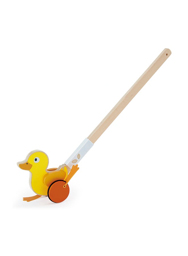 Hape Ducky Push Pal – Wooden Baby Walker Toy for Toddlers 12M+, Wobbling Duck with Flapping Wings, Quiet Rubber Wheels, Non-Toxic Learning to Walk Sensory Toy - Image 1