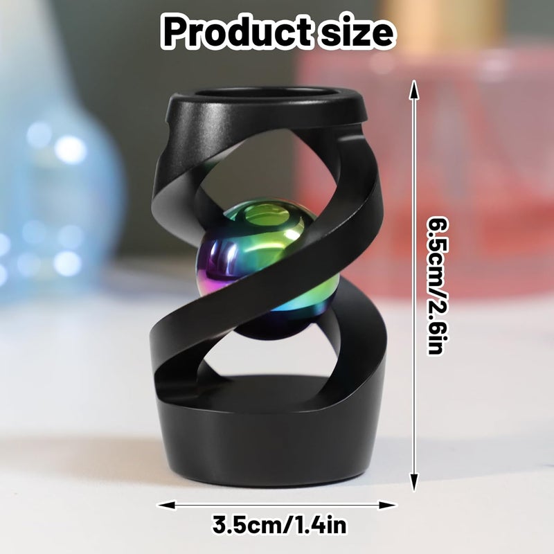 Apqdw Kinetic Spinning Desk Toy, Metal Fidget Spinner Stress ADHD Relief Anti Anxiety Focus Sensory Toy, Portable EDC Gadget, Birthday Gifts for Adults, Black - Image 2