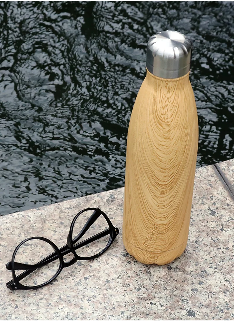 Hans Larsen GEYER - Hans Larsen Stainless Steel Water Bottle with Wood Print - Yellow