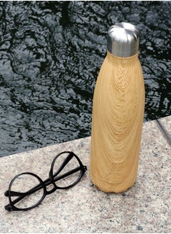Hans Larsen GEYER - Hans Larsen Stainless Steel Water Bottle with Wood Print - Yellow  - Image 1