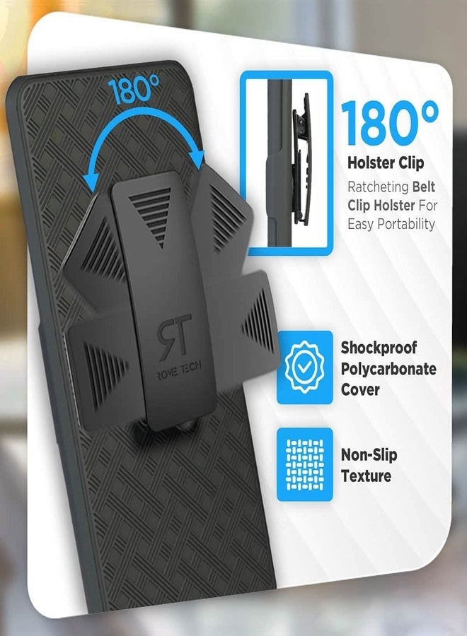 ROME TECH Designed for Samsung Galaxy A71 5G UW Case with Belt Clip Holster - Kickstand Cover Phone Case - Black - Image 3