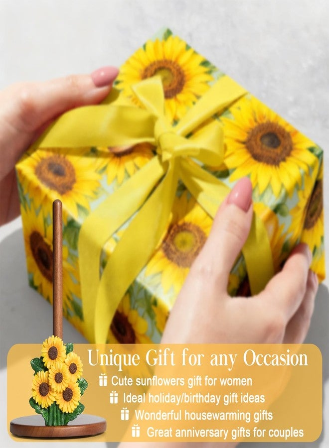 YLOVAN Sunflower Paper Towel Holder Sunflower Kitchen Decor Accessories Gift for Women Yellow Cute Paper Towels Holder Decorative Stand Countertop Vintage Country Rustic Farmhouse Decor Kitchen Counter House - Image 4