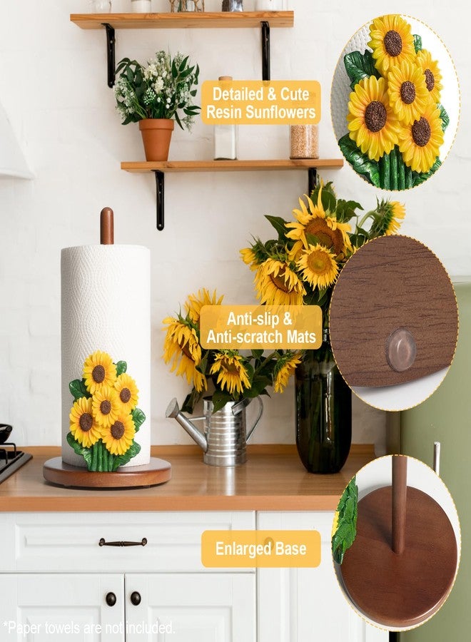 YLOVAN Sunflower Paper Towel Holder Sunflower Kitchen Decor Accessories Gift for Women Yellow Cute Paper Towels Holder Decorative Stand Countertop Vintage Country Rustic Farmhouse Decor Kitchen Counter House - Image 3