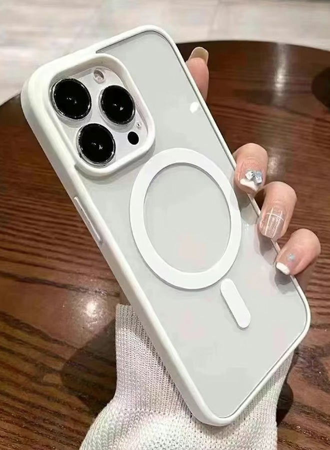 Magsafe Case for iPhone 15 Pro Max Magsafe Clear Cover Magnetic Wireless Charging Support, Shockproof Protection, Scratch-Resistant for iPhone 15 Pro Max - White - Image 4