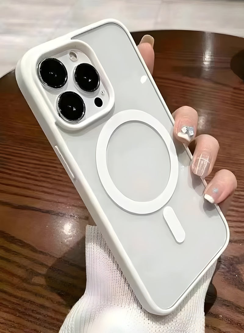 Magsafe Case for iPhone 15 Pro Max Magsafe Clear Cover Magnetic Wireless Charging Support, Shockproof Protection, Scratch-Resistant for iPhone 15 Pro Max - White - Image 4