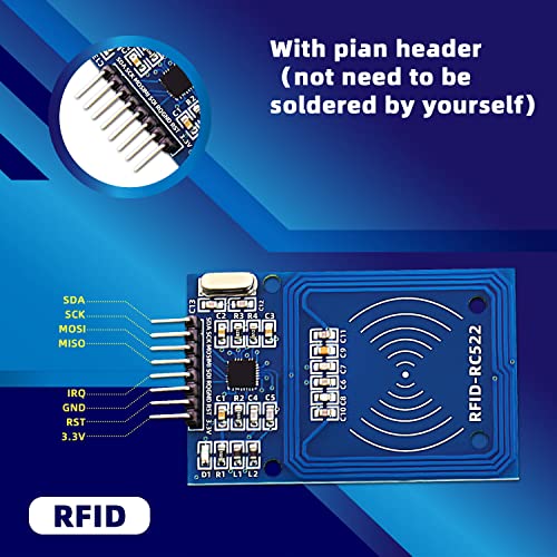 DaFuRui 5Pack RC522 RFID Module RF IC Card Sensor Module with S50 White Card and Key Ring RFID Sensor Compatible for Arduino - Image 5