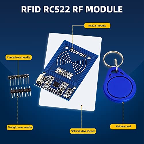 DaFuRui 5Pack RC522 RFID Module RF IC Card Sensor Module with S50 White Card and Key Ring RFID Sensor Compatible for Arduino - Image 2