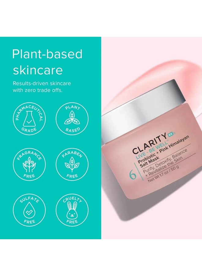 ClarityRx Live + Be Well Probiotic + Pink Himalayan Salt Face Mask, Natural Plant-Based Moisturizing Facial Treatment for All Skin Types, Reduces Redness, Acne & Signs of Aging (1.7 oz) - Image 5