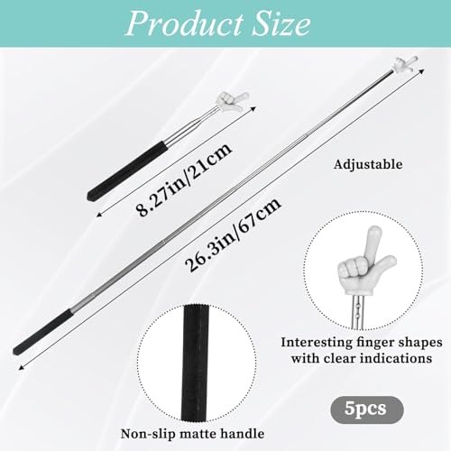 Kamwuld 5Pcs Pointer Finger Stick – Multipurpose Teacher Supplies Pointer Stick, Classroom Pointer and Finger Pointer Stick, Engaging Colors – Classroom Essentials for Effective Presentations - Image 4