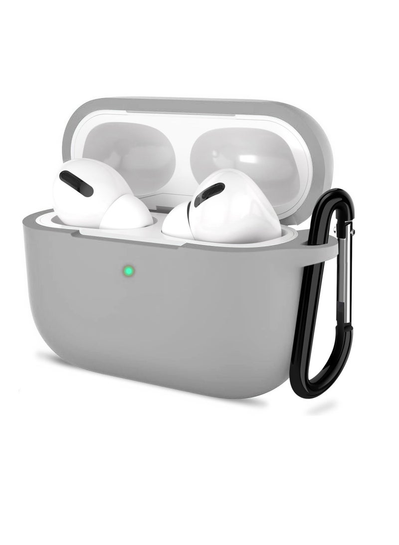Soft Silicone Skin Shock-Absorbing Protective Case Cover for Apple Airpods Pro2  2nd Gen with Keychain, Front LED Visible (gray)