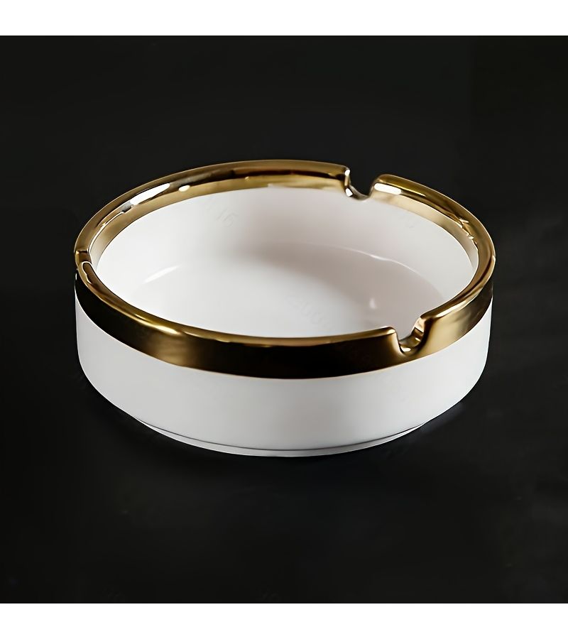 1 Ceramic Gold Plated White Luxury Ashtray Home Decoration School Supplies - Image 4