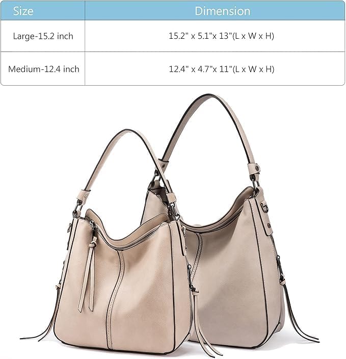 Realer Handbags for Women Hobo Bag Medium Ladies Crossbody Shoulder Bag Faux Leather,Apricot - Image 4