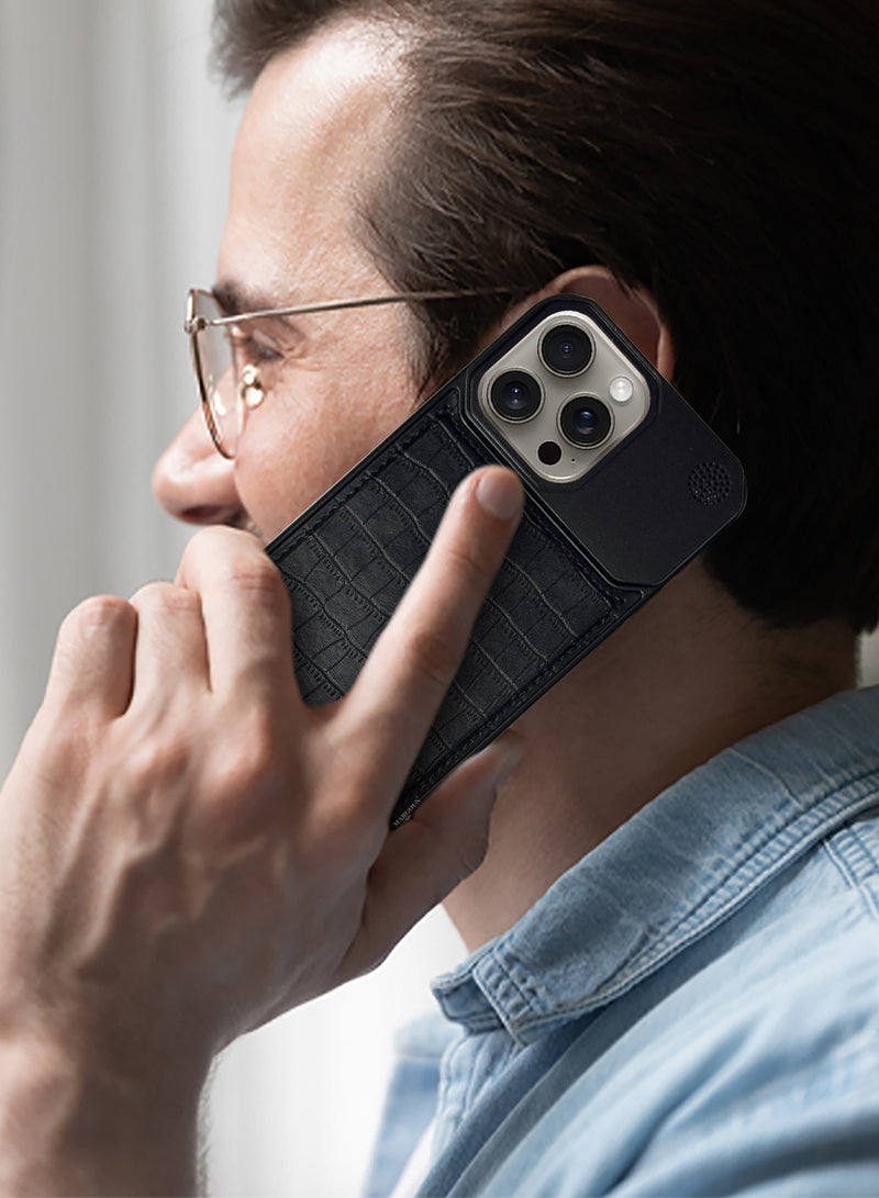 CATANES iPhone 15 Pro Max Case Leather Metal Design, Slim Lightweight Minimalist Cover - Image 4