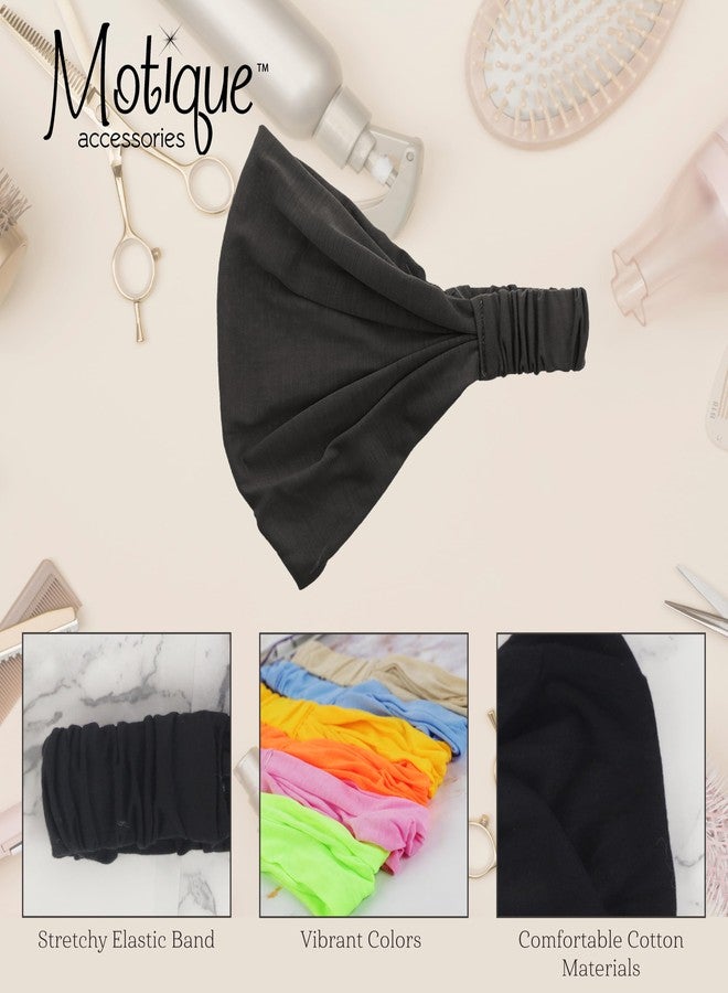 موتيك أكسيسوريز طوق رأس قطني عريض من موتيك أكسسوارات، بتصميم بوهيمي سادة، مناسب لليوغا، طوق شعر ناعم للنساء (رمادي داكن) - Image 4
