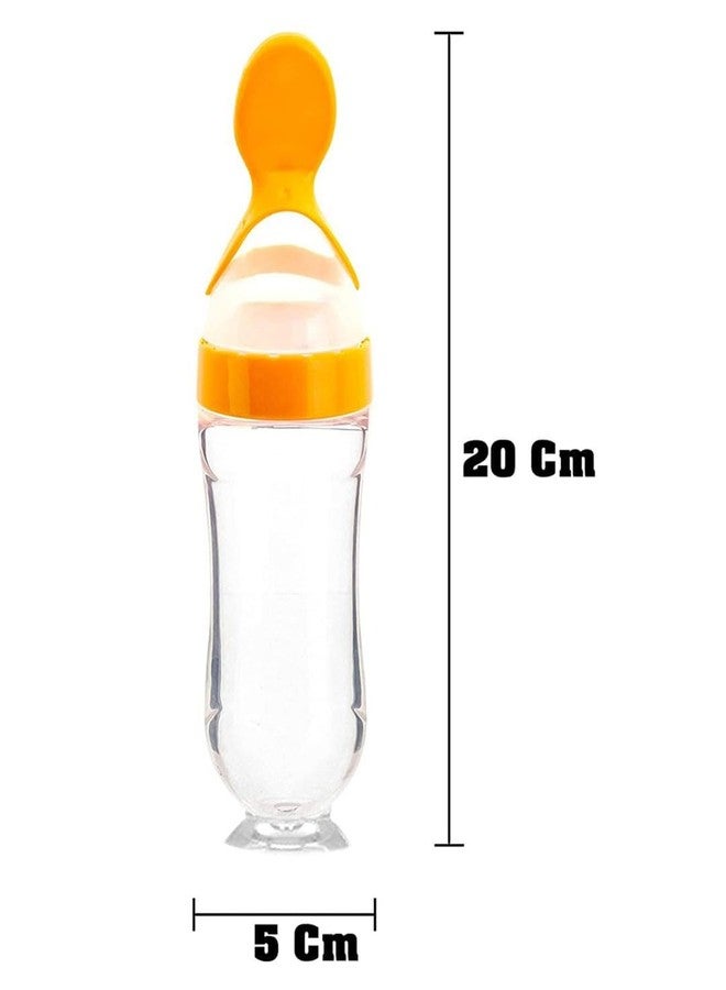 Miracle Moms Baby Silicone Squeeze Feeder Bottle with Spoon/Toddler Safe Silicone Squeeze Feeding Spoon Milk Cereal Bottle Baby Training Feeder/Fruit Feeder (Orange) Pack of 1 - Image 3
