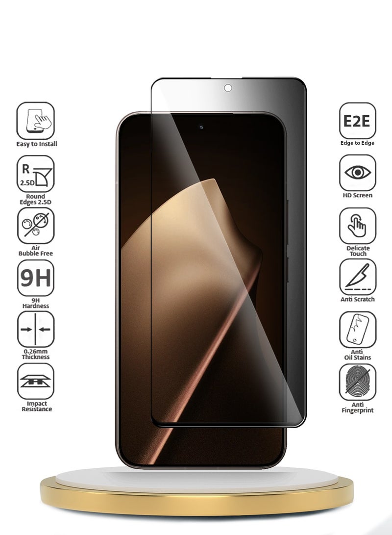Wtech Xiaomi 15T Pro 5G 2025 Premium E2E Series Privacy Full Glue Full Cover Tempered Glass Screen Protector (MSGECP) - Clear/Black - Image 2