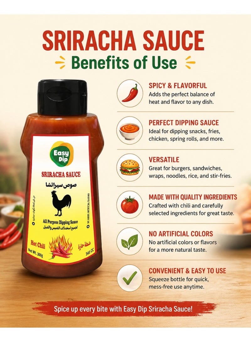 Easy Dip Sriracha Sauce - 340g - Hot Chili All-Purpose Dipping & Seasoning Sauce - Image 4