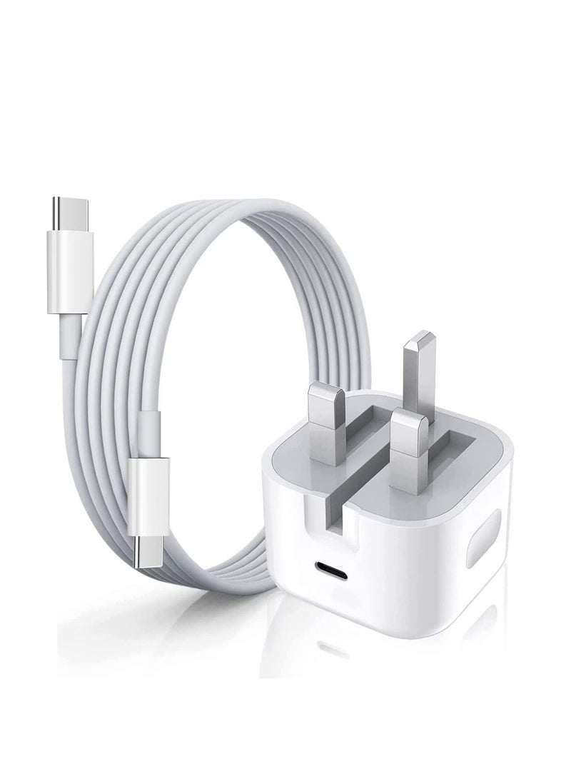 NTECH (20W) USB-C Fast Charger For iPad Pro 12.9), 6.6ft USB C Cable to USB C Fast Wall Charger And Plug Power Adapter (For iPad Pro 11 inch 2021/2020/2018,) iPad Mini 6th, (Pixel 6/5/3XL/Galaxy (1m) - Image 1