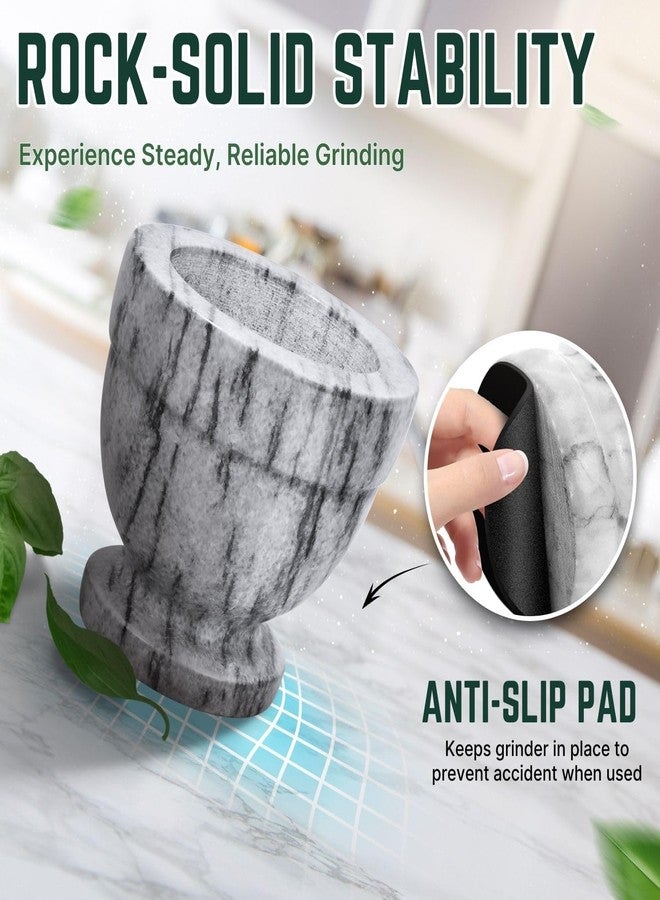 Flexzion Mortar and Pestle Set, White - Solid 4 inch Heavy Granite Molcajete Stone Grinder Crusher Bowl for Guacamole, Herbs, Spices, Garlic, Medicine Pills, Grain, Kitchen, Cooking - Image 4
