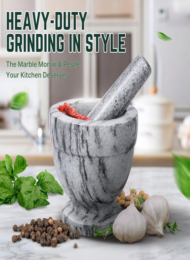 Flexzion Mortar and Pestle Set, White - Solid 4 inch Heavy Granite Molcajete Stone Grinder Crusher Bowl for Guacamole, Herbs, Spices, Garlic, Medicine Pills, Grain, Kitchen, Cooking - Image 2
