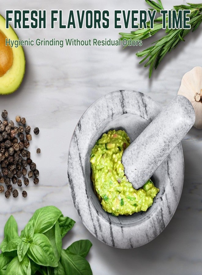 Flexzion Mortar and Pestle Set, White - Solid 4 inch Heavy Granite Molcajete Stone Grinder Crusher Bowl for Guacamole, Herbs, Spices, Garlic, Medicine Pills, Grain, Kitchen, Cooking - Image 5