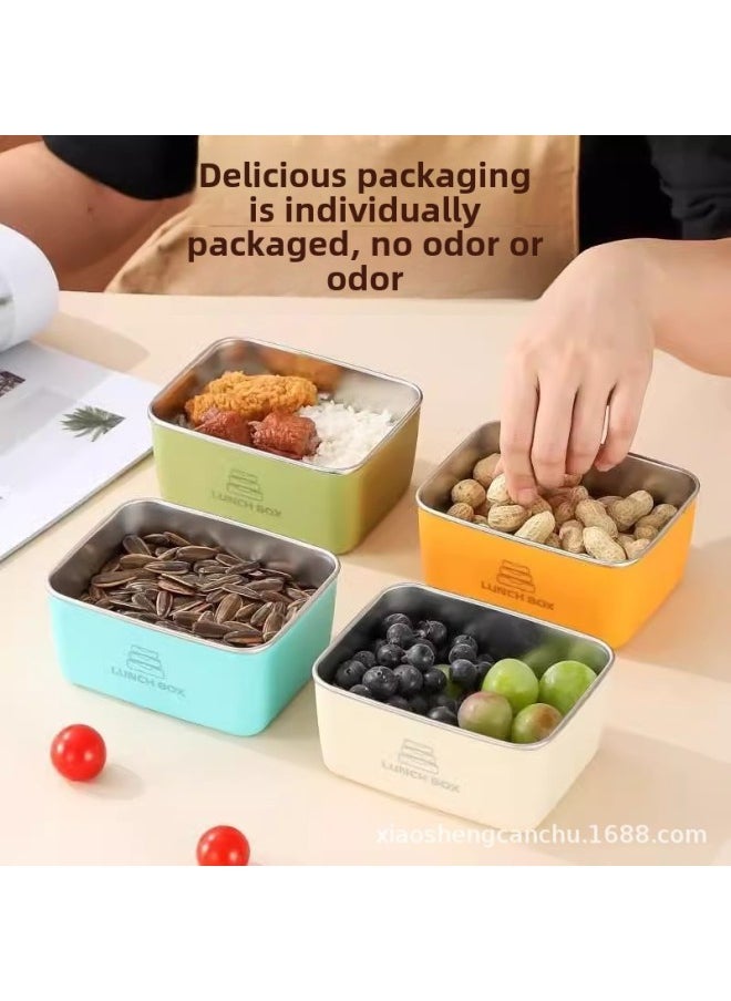 Generic - Fruit Box For Primary School Students Double Layer High Color Value Stainless Steel Sealed Fresh-keeping Box For Students With Fruit Portable Lunch Box-Specifications:White - Image 1