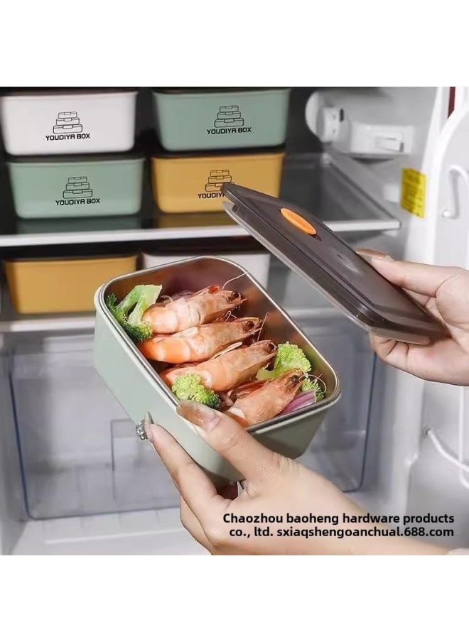 Generic - Fruit Box For Primary School Students Double Layer High Color Value Stainless Steel Sealed Fresh-keeping Box For Students With Fruit Portable Lunch Box-Specifications:White - Image 1